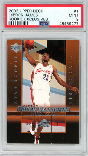 LeBron James 2003 Upper Deck Rookie Exclusives Basketball Card RC #1 Graded PSA 9 MINT-Powers Sports Memorabilia