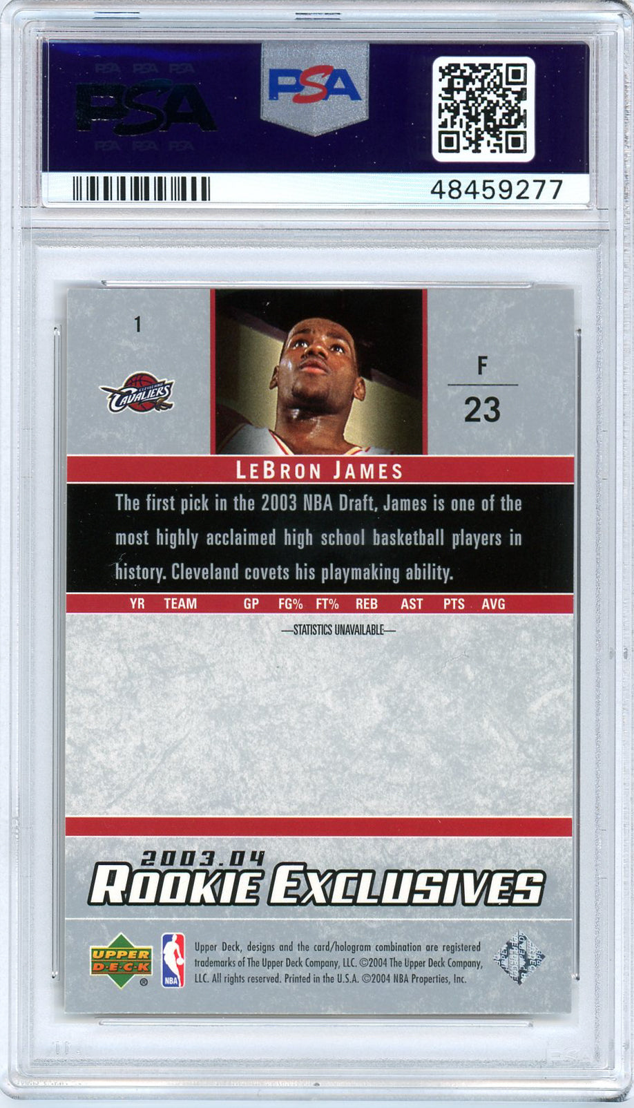 LeBron James 2003 Upper Deck Rookie Exclusives Basketball Card RC #1 Graded PSA 9 MINT-Powers Sports Memorabilia