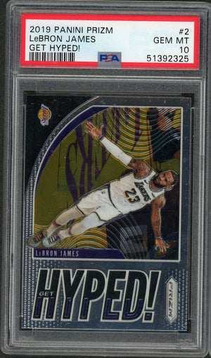 LeBron James 2019 Panini Prizm Get Hyped Basketball Card #2 Graded PSA 10 GEM MINT-Powers Sports Memorabilia