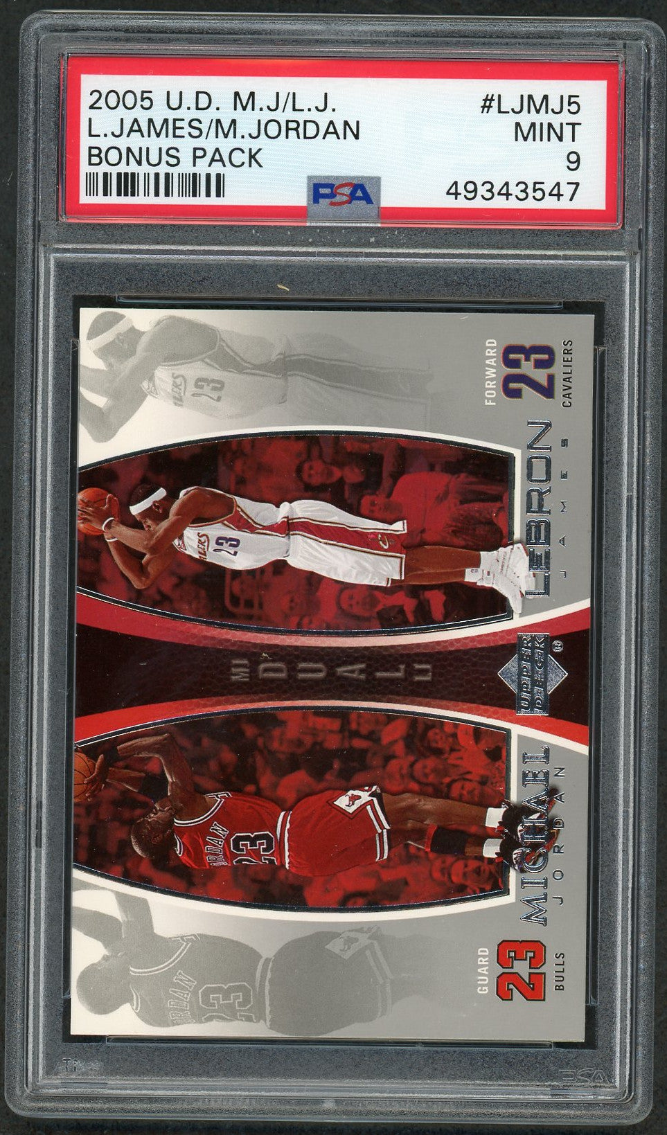 LeBron James Michael Jordan 2005 Upper Deck Bonus Pack Basketball Card #LJMJ5 Graded PSA 9 MINT-Powers Sports Memorabilia