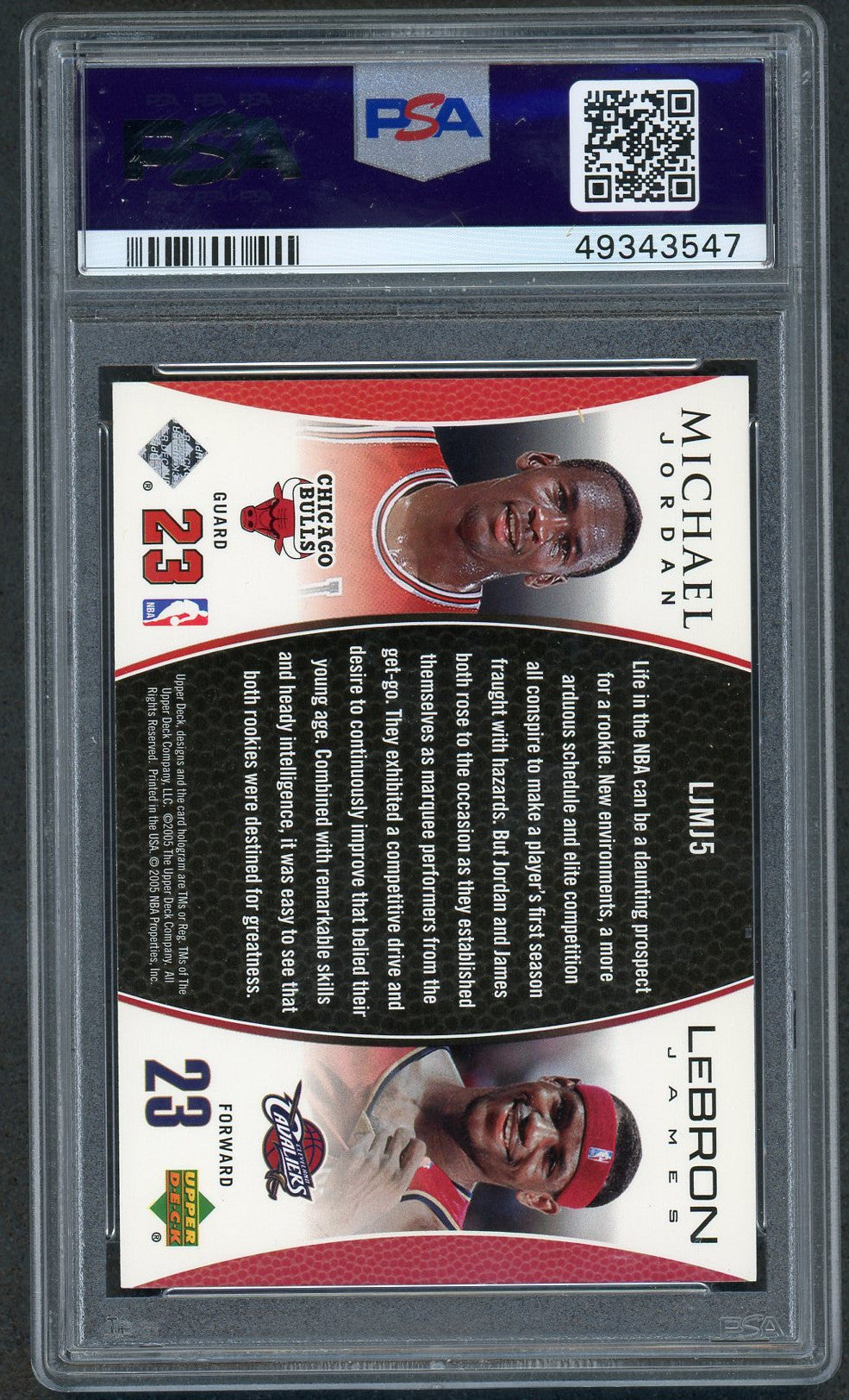 LeBron James Michael Jordan 2005 Upper Deck Bonus Pack Basketball Card #LJMJ5 Graded PSA 9 MINT-Powers Sports Memorabilia