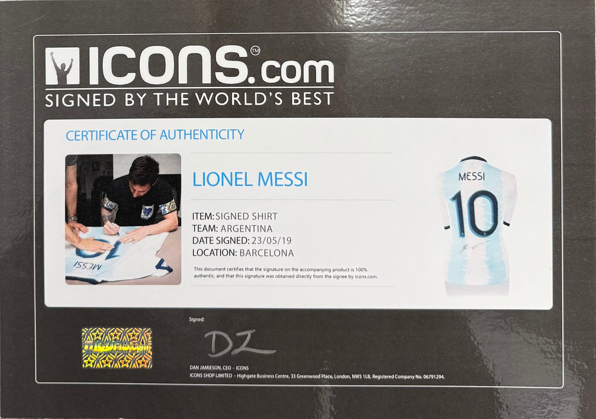 Lionel Messi Autographed Argentina Signed Soccer Adidas World Cup Jersey Icons Witness Authenticated-Powers Sports Memorabilia