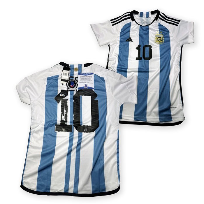 Lionel Messi Autographed Argentina Signed Soccer Adidas World Cup Jersey Beckett Witness Authenticated