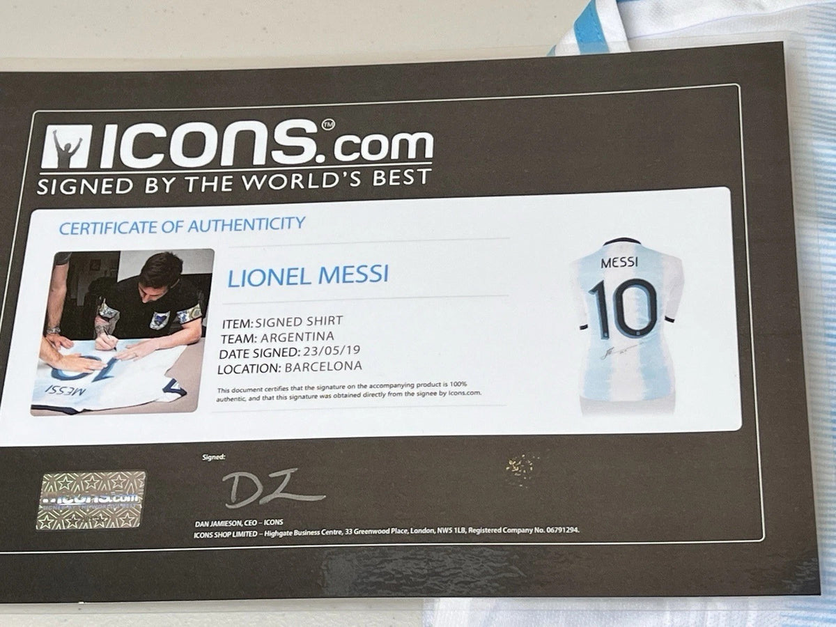 Lionel Messi Autographed Argentina Signed Soccer Adidas World Cup Jersey Icons Witness Authenticated