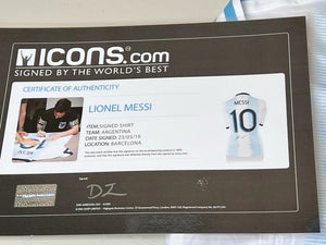 Lionel Messi Autographed Argentina Signed Soccer Adidas World Cup Jersey Icons Witness Authenticated