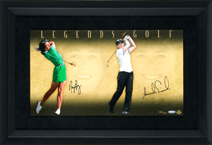 Annika Sorenstam & Nancy Lopez Dual Autographed LPGA Legends Of Golf Photograph Custom Framing- UDA Hologram (11.25x25)-Powers Sports Memorabilia