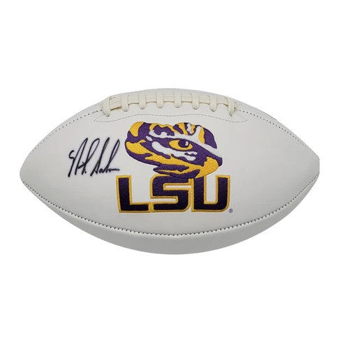 Nick Saban Autographed LSU Tigers Logo Football Beckett Witnessed-Powers Sports Memorabilia