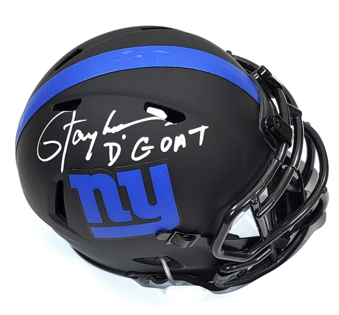 Lawrence Taylor Signed New York Giants Riddell Eclipse Speed Mini Helmet W/ D G.O.A.T. Beckett Witness-Powers Sports Memorabilia
