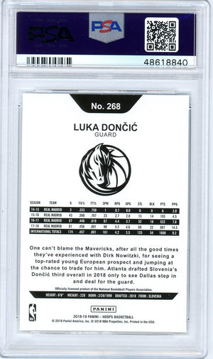 Luka Doncic 2018 Panini Hoops Basketball Rookie Card RC #268 Graded PSA 9 MINT-Powers Sports Memorabilia