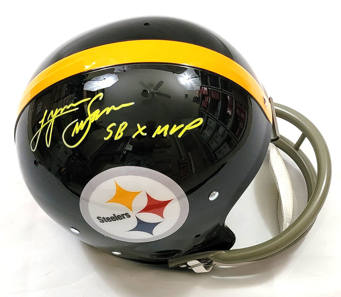 Lynn Swann Signed Pittsburgh Steelers Riddell TK Authentic Full Size Helmet W/ SB X MVP - Beckett-Powers Sports Memorabilia