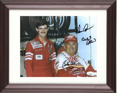 Bobby Allison/Donnie Allison/Eddie Allison triple Autographed NASCAR 8 x 10 Photograph Custom Framing- JSA #DD32923 (with Davey Allison)-Powers Sports Memorabilia