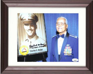 Charles E. McGee Autographed 8 x 10 Photograph Custom Framing- JSA- Tuskegee Airman (Red Tails/WWII/Korea/Vietnam)-Powers Sports Memorabilia