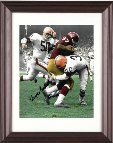 Vince Costello Autographed Cleveland Browns Vintage 8 x 10 Photograph Custom Framing- COA - CTBL_m28086-Powers Sports Memorabilia