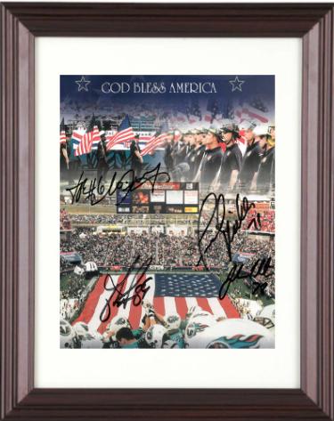 2001 Tennessee Titans Autographed 8.5x11 God Bless America Photograph Custom Framing- 4 Sigs Frank Wycheck/Miller/Nedney-Powers Sports Memorabilia