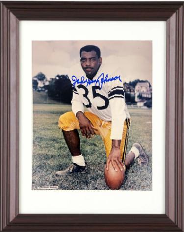 John Henry Johnson Autographed Pittsburgh Steelers 8 x 10 Photograph Custom Framing imperfect- COA (HOF)-Powers Sports Memorabilia