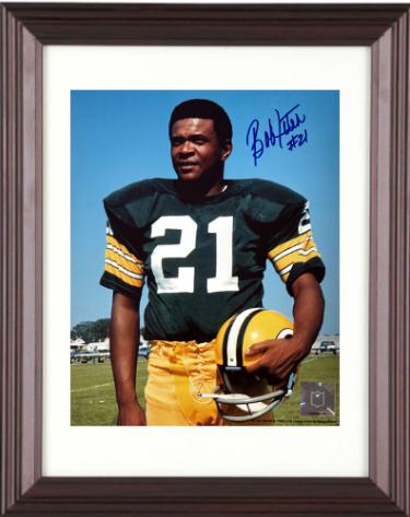 Bob Jeter Autographed Green Bay Packers NFL 8 x 10 Photograph Custom Framing #21 minor dings- COA/Show Ticket-Powers Sports Memorabilia