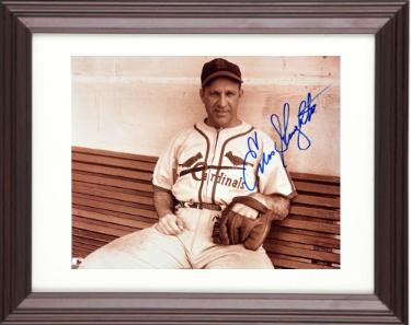 Enos Slaughter Autographed St. Louis Cardinals MLB 8 x 10 Photograph minor dings Custom Framing- COA (HOF)-Powers Sports Memorabilia