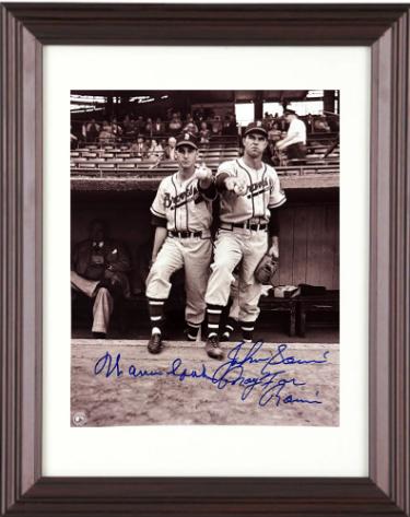 Warren Spahn & Johnny Sain dual Autographed Boston Braves 8 x 10 Photograph Pray For Rain Custom Framing- Tuff Stuff COA-Powers Sports Memorabilia