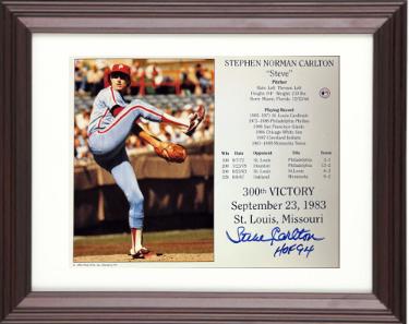 Steve Carlton Autographed Philadelphia Phillies MLB Licensed 300th Victory September 23, 1983 8 x 10 Photograph/Card HOF 94 Custom Framing-Powers Sports Memorabilia