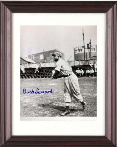 Buck Leonard Autographed Homestead Grays Negro League 8 x 10 Photograph Custom Framing imperfect- COA-Powers Sports Memorabilia