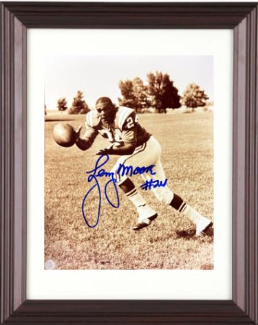 Lenny Moore Autographed Baltimore Colts NFL Sepia 8 x 10 Photograph Custom Framing imperfect #24- COA (HOF) - CTBL_m46154-Powers Sports Memorabilia