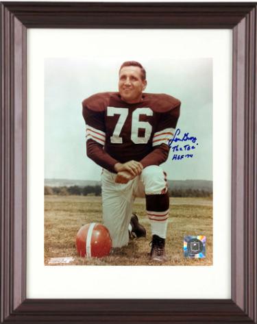 Lou Groza Autographed Cleveland Browns NFL 8 x 10 Photograph Custom Framing with The Toe/HOF imperfect- COA-Powers Sports Memorabilia