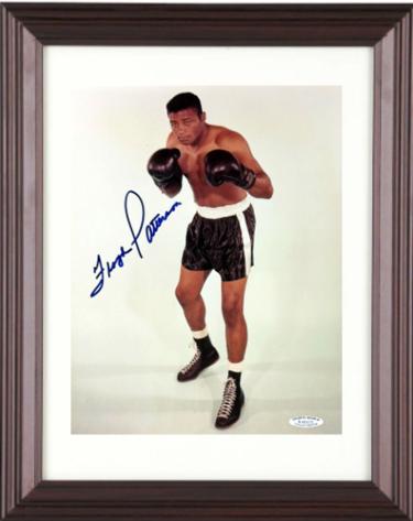 Floyd Patterson Autographed Boxing 8 x 10 Photograph Custom Framing imperfect- Sports World Collectibles Hologram/COA-Powers Sports Memorabilia