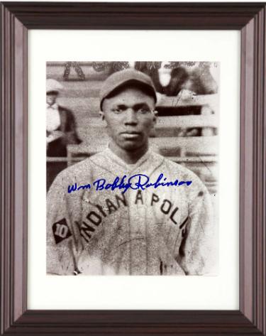 William Bobby Robinson Autographed Indianapolis ABCs Negro League 8 x 10 Photograph Custom Framing imperfect- COA-Powers Sports Memorabilia