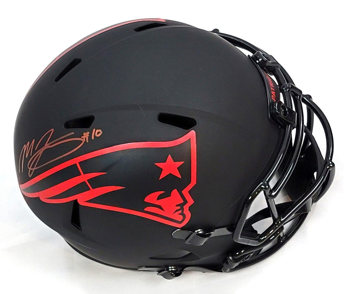 Mac Jones Autographed New England Patriots Riddell Speed Eclipse Replica Helmet Beckett Witnessed-Powers Sports Memorabilia