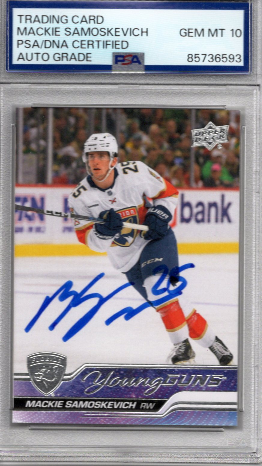 Mackie Samoskevich Signed Florida Panthers Upper Deck Young Guns Rookie Card - PSA Auto Gem MT 10-Powers Sports Memorabilia