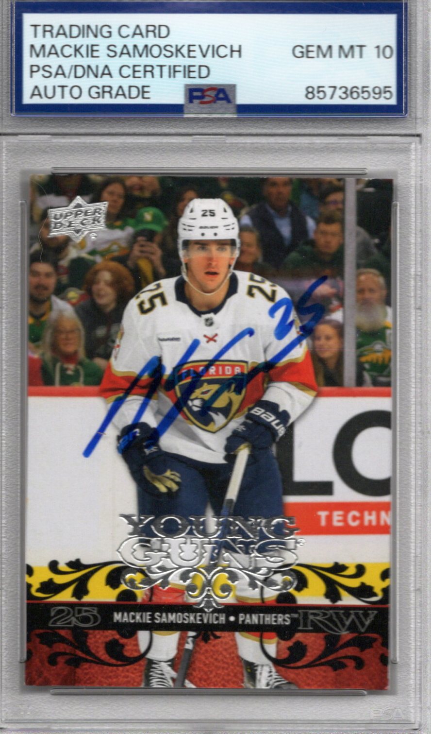 Mackie Samoskevich Signed Florida Panthers Upper Deck Young Guns T-23 Rookie Card - PSA Auto Gem MT 10-Powers Sports Memorabilia