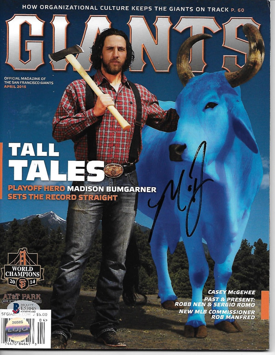 Madison Bumgarner Autographed San Francisco Giants Magazine April 2015 Beckett Authenticated-Powers Sports Memorabilia