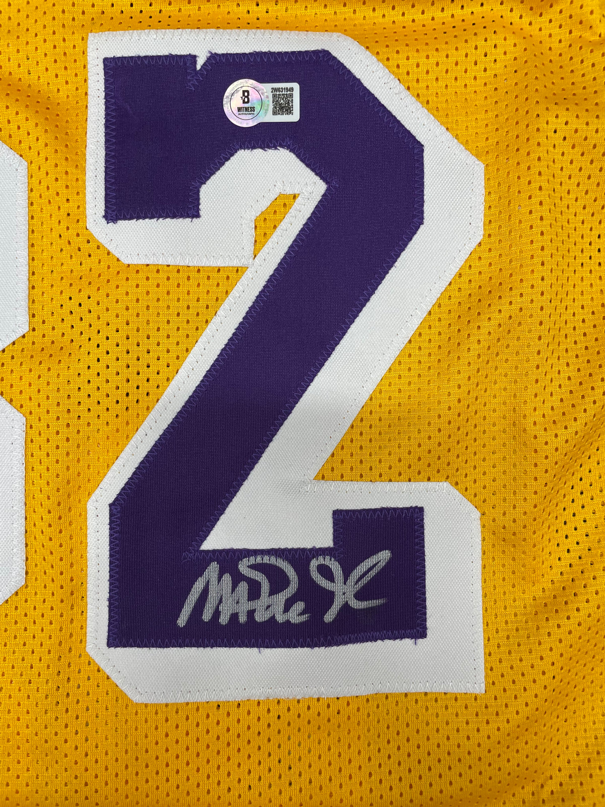 Magic Johnson Autographed Pro Style Gold Signed Basketball Jersey Beckett COA-Powers Sports Memorabilia