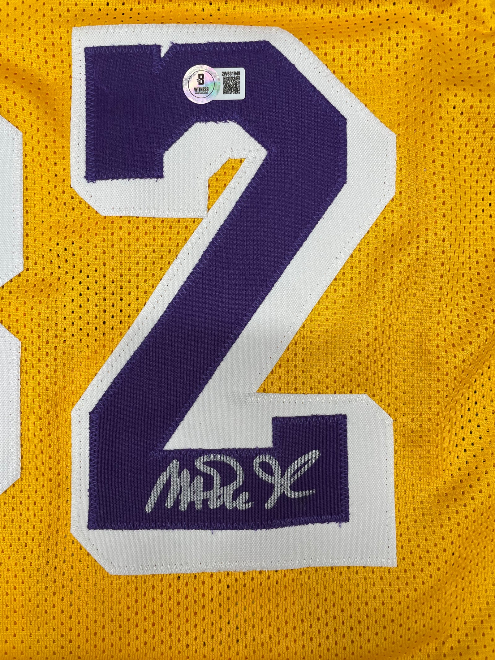 Magic Johnson Autographed Pro Style Gold Signed Basketball Jersey Beckett COA-Powers Sports Memorabilia