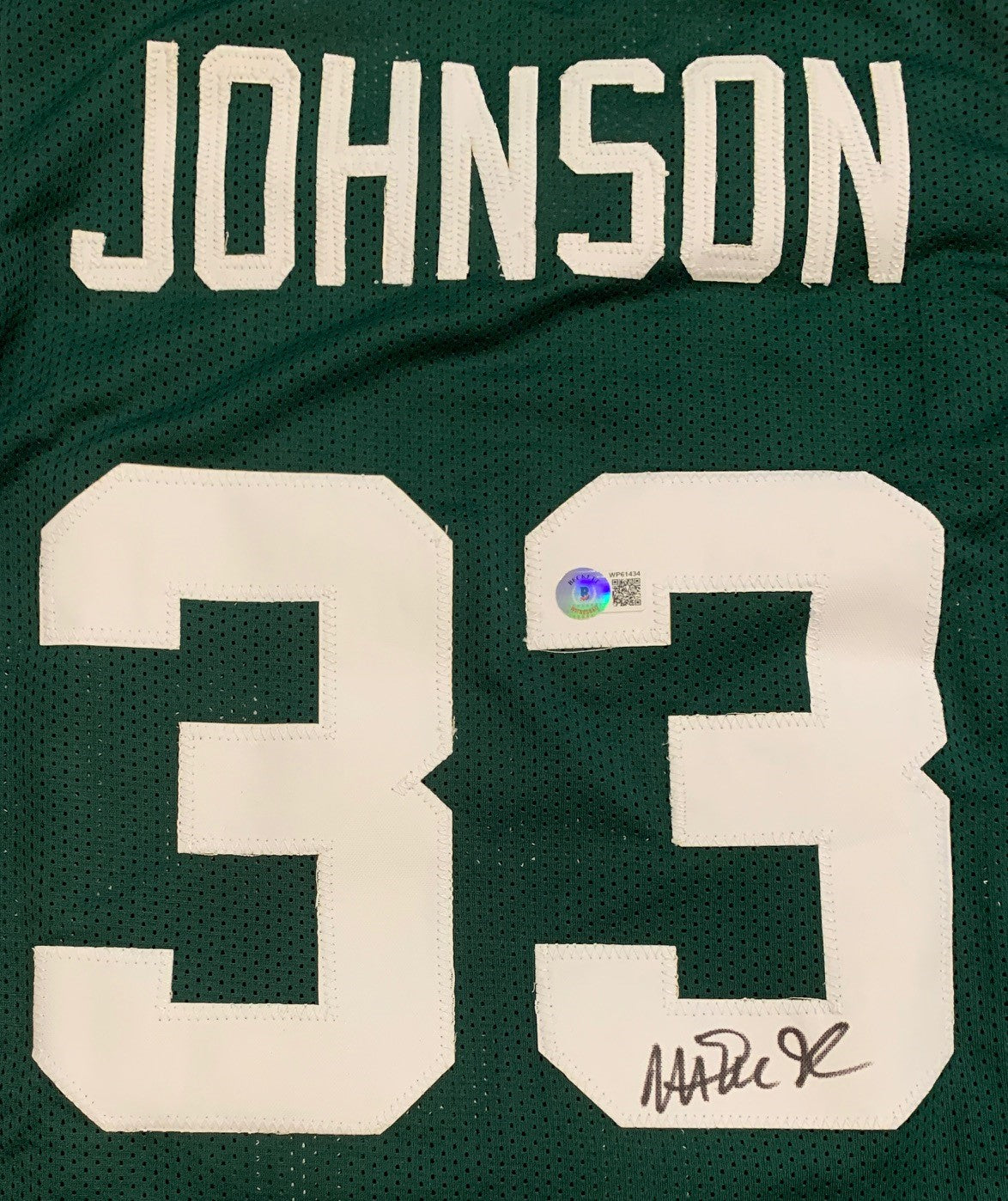 Magic Johnson Autographed College Style Green Signed Basketball Jersey Beckett COA-Powers Sports Memorabilia
