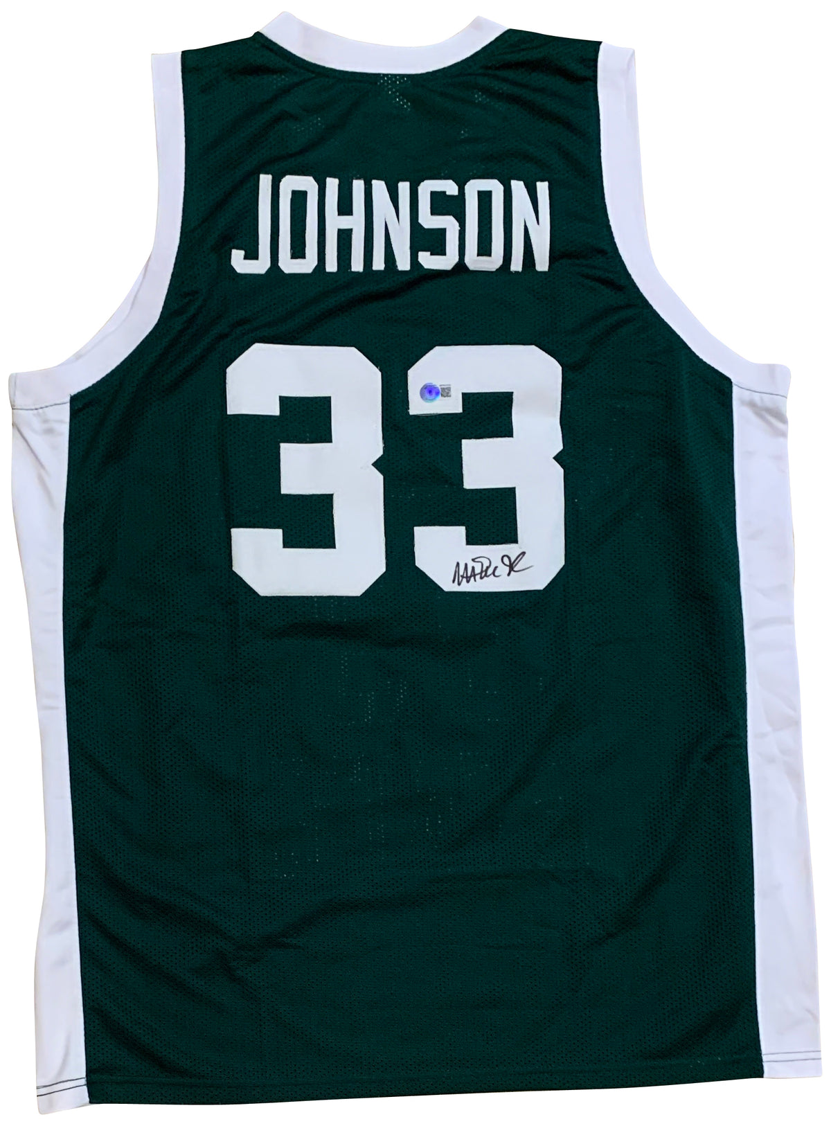 Magic Johnson Autographed College Style Green Signed Basketball Jersey Beckett COA