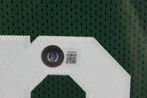 Magic Johnson Autographed College Style Green Signed Basketball Framed Jersey Beckett COA-Powers Sports Memorabilia