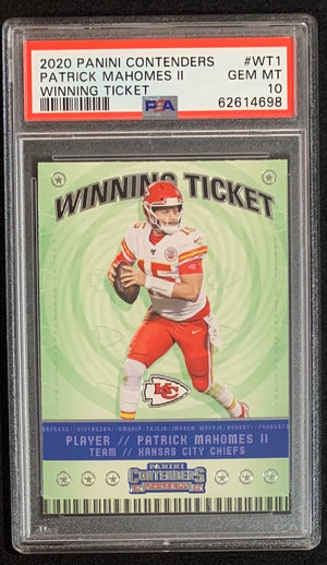 Patrick Mahomes 2020 Panini Contenders Winning Ticket Football Card #WT1 Graded PSA 10-Powers Sports Memorabilia