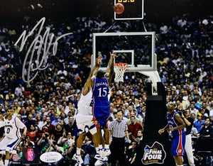 Mario Chalmers Autographed Kansas Jayhawks SHOT 8x10 Basketball Photo JSA COA-Powers Sports Memorabilia