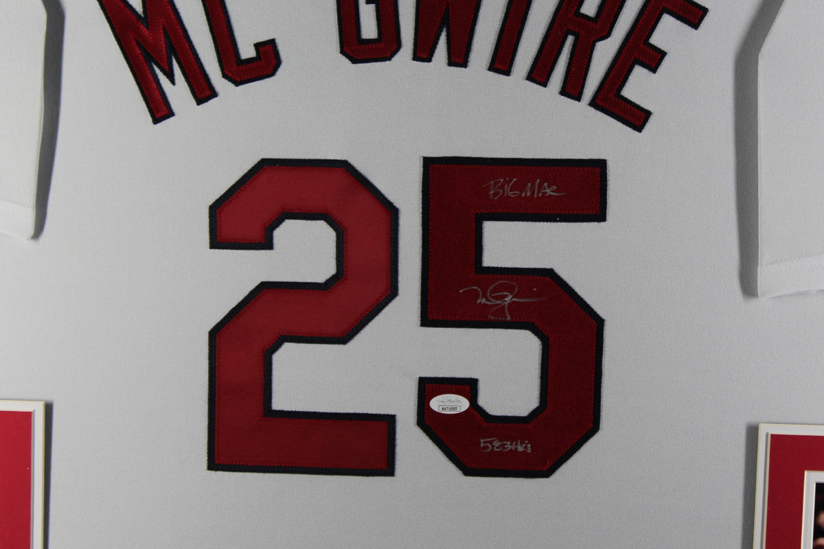 Mark McGwire Autographed St Louis Cardinals Signed Majestic Baseball Framed Jersey BIG MAC 583 HOME RUNS JSA COA-Powers Sports Memorabilia
