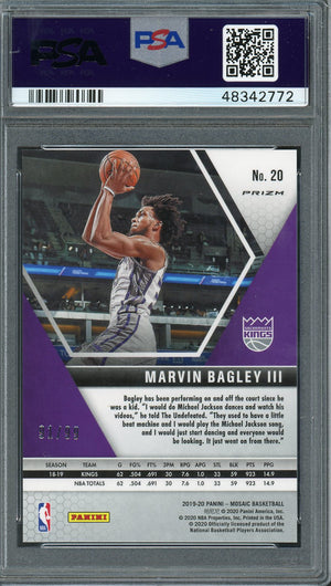 Marvin Bagley III 2019 Panini Blue Mosaic Prizm Basketball Card #20 Graded PSA 9 MINT 91/99-Powers Sports Memorabilia