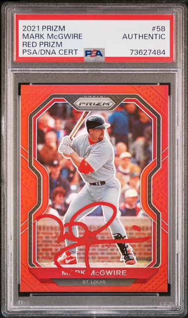 Mark McGwire 2021 Panini Prizm Red Baseball Signed Card #58 Auto PSA-Powers Sports Memorabilia