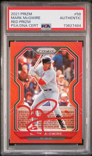 Mark McGwire 2021 Panini Prizm Red Baseball Signed Card #58 Auto PSA-Powers Sports Memorabilia