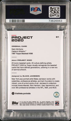 Mark McGwire Topps Project 2020 Blake Jamieson Signed Baseball Card #81 Auto Graded PSA 10-Powers Sports Memorabilia