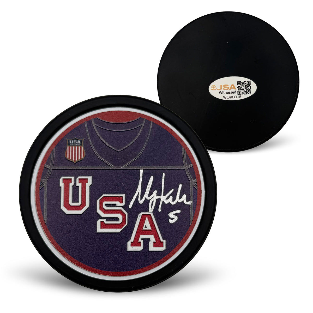 Megan Keller Autographed USA Olympic Signed Jersey Hockey Puck JSA Witness Authenticated COA-Powers Sports Memorabilia