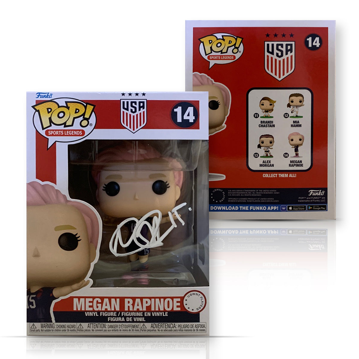 Megan Rapinoe Autographed USA Womens World Cup Signed Soccer Funko Pop #14 Beckett COA White-Powers Sports Memorabilia