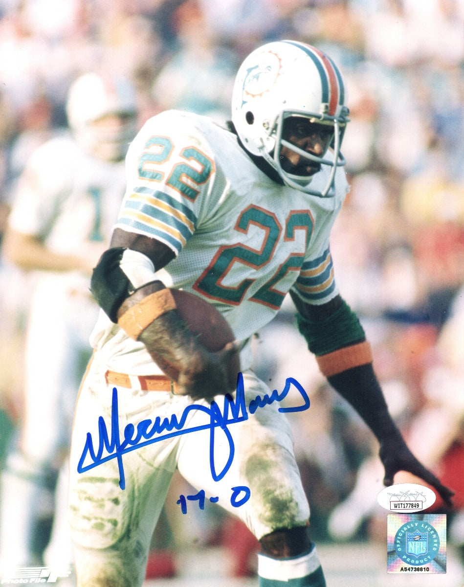 Eugene Mercury Morris Autographed Miami Dolphins 8x10 Photo W/ 17-0 JSA Witnessed-Powers Sports Memorabilia