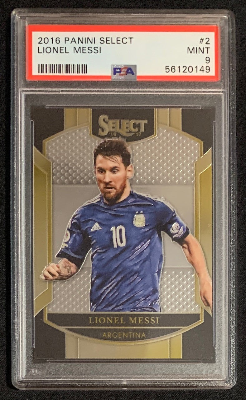 Lionel Messi 2016 Panini Select Soccer Card #2 Graded PSA 9-Powers Sports Memorabilia