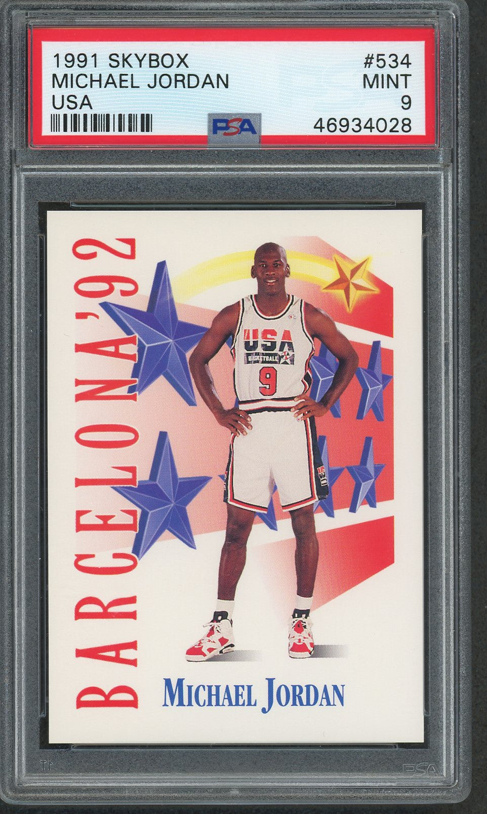 Michael Jordan Team USA 1991 Skybox Basketball Card #534 Graded PSA 9-Powers Sports Memorabilia
