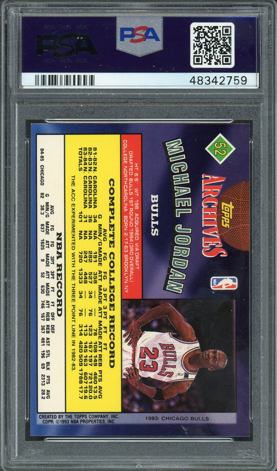 Michael Jordan 1992 Topps Archives Basketball Card #52 Graded PSA 8-Powers Sports Memorabilia